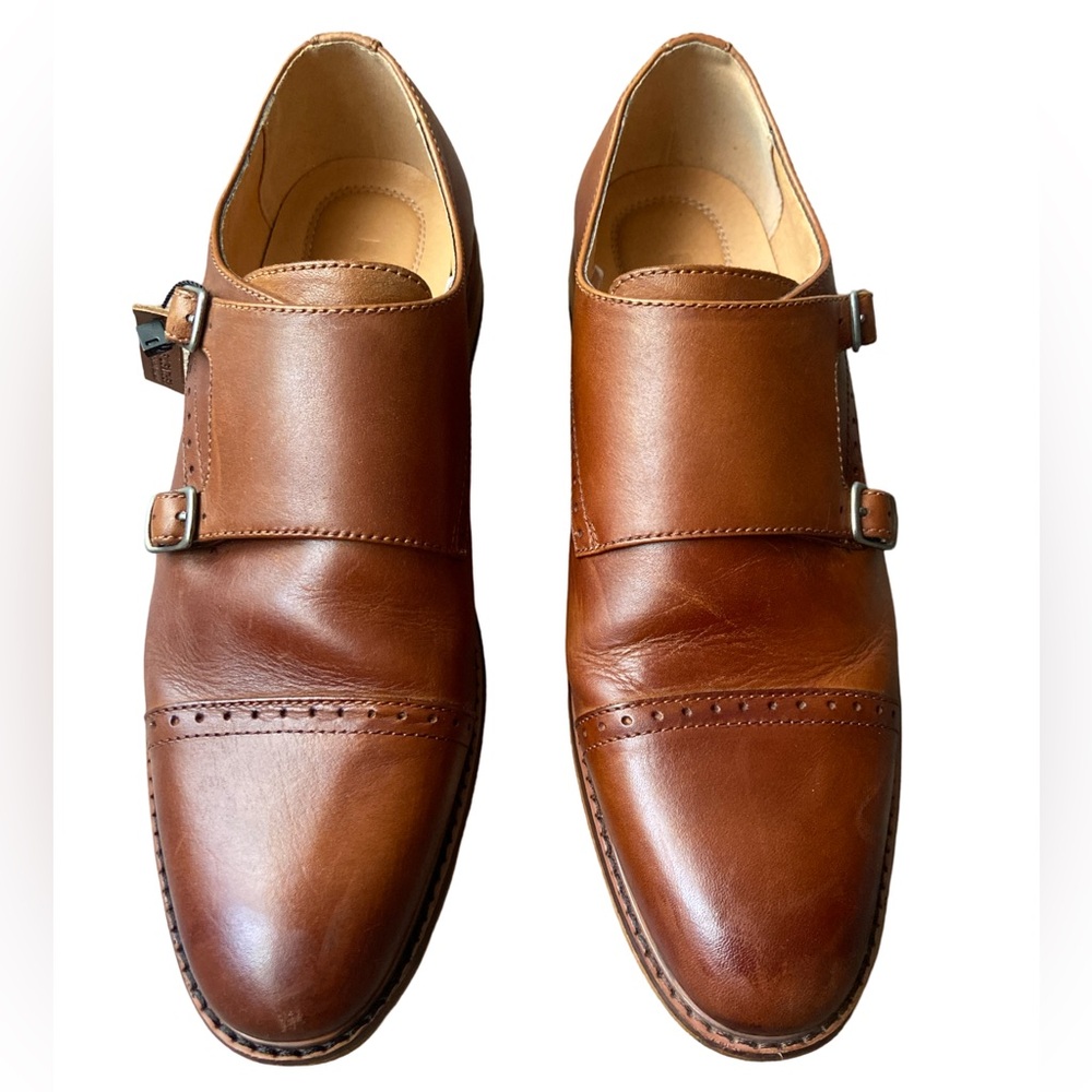 Leather Double Monk Strap Shoes